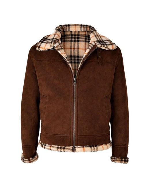 Hettabretz Brown Belted Zipped Suede Overcoat for men