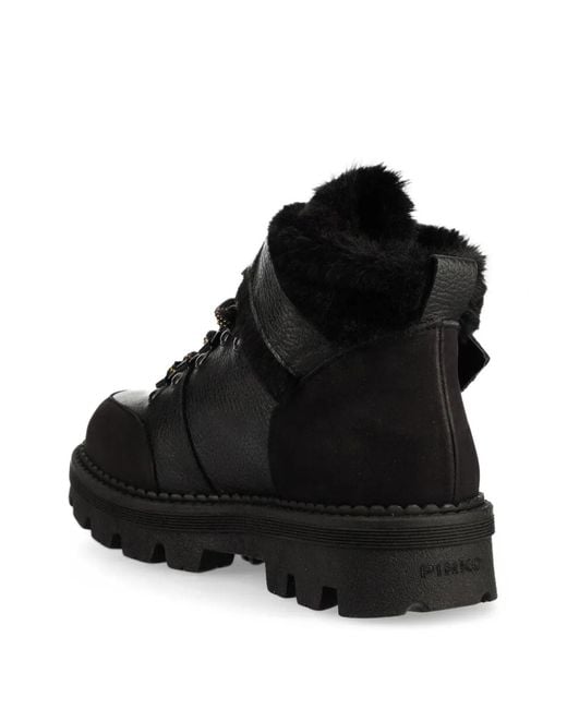 Pinko Black Ortica Leather Ankle Boots