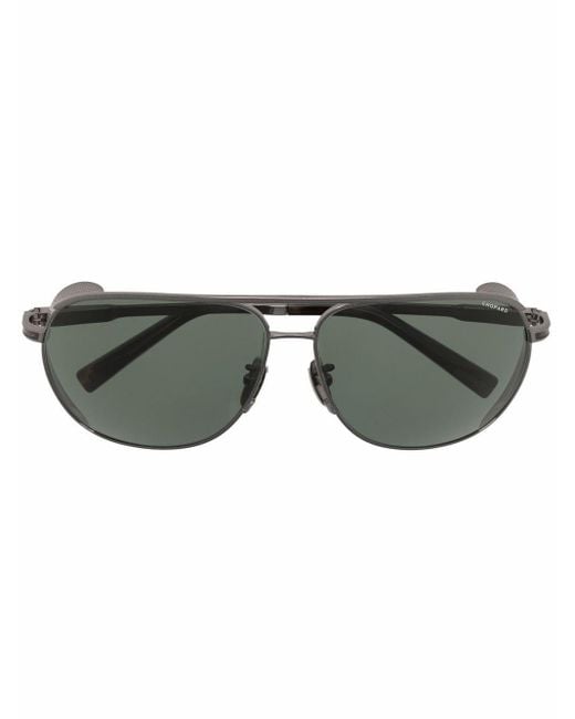 CHOPARD EYEWEAR Black Aviator Logo-embossed Sunglasses for men