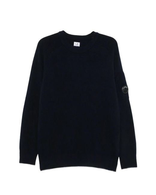 C P Company Blue Lens-Detail Wool Sweater for men