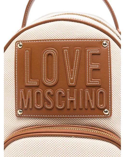 Love Moschino Natural Embossed-Logo Backpack