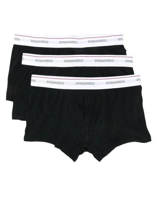 DSquared² Set Van Drie Boxershorts Met Logo in het Black voor heren
