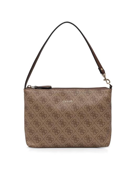 Guess Brown Victtoria Monogram-Print Shoulder Bag