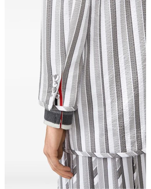 Thom Browne White Repp Striped Seersucker Jacket for men