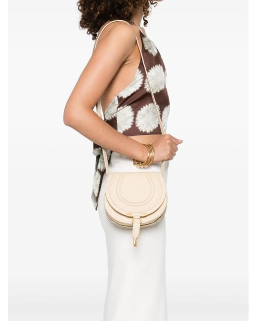 Chloé Natural Marcie Horseshoe-Detail Shoulder Bag