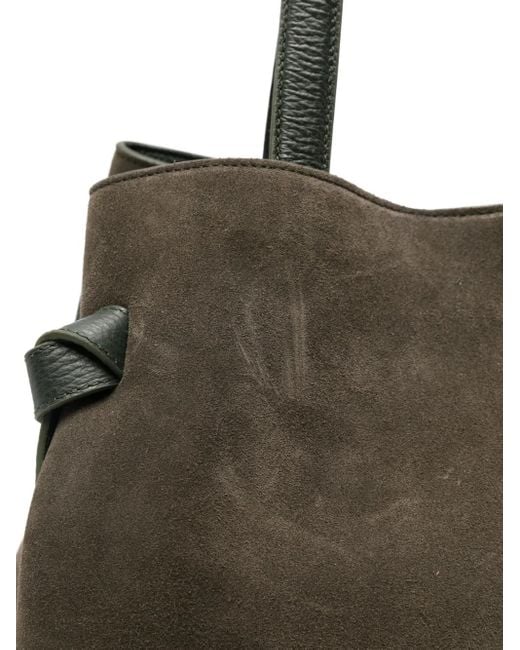 Yuzefi Gyoza Tie-detail Suede Tote Bag Black