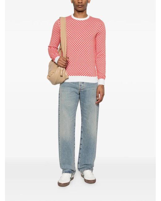 Drumohr Pink Geometric-Pattern Sweater for men