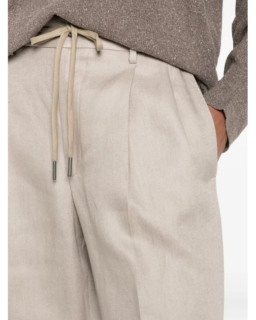 Tagliatore White Pleated Drawstring Trousers