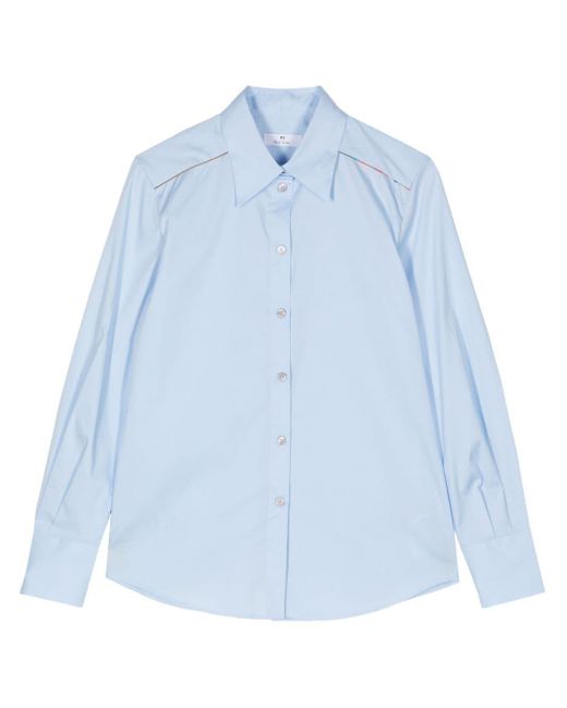 PS by Paul Smith Blue Contrasting-trim Cotton Shirt
