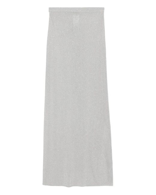 Tom Ford White Sequin-Embellished Ribbed Skirt