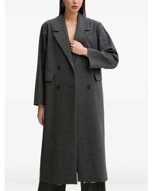 IRO Black Double-Breasted Notch-Lapel Coat