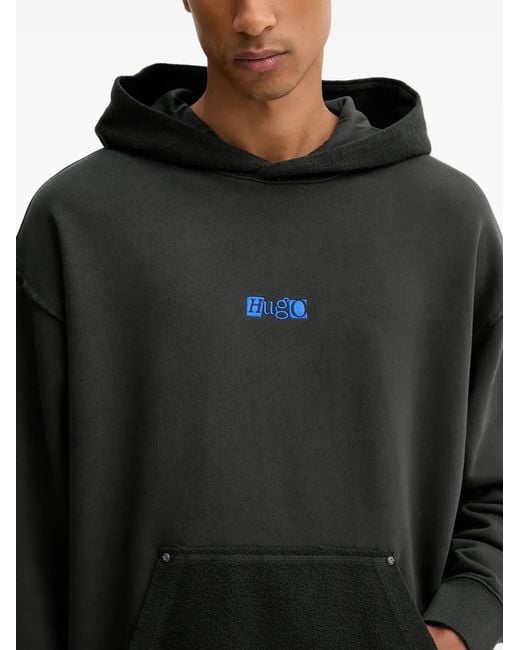 HUGO Black Hoodie À Poche Kangourou for men