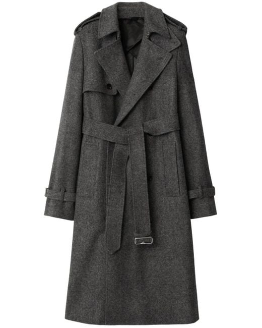 Burberry Gray Trenchcoat Mit Gürtel