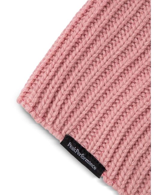 Peak Performance Pink Ribbed-Knit Beanie Hat