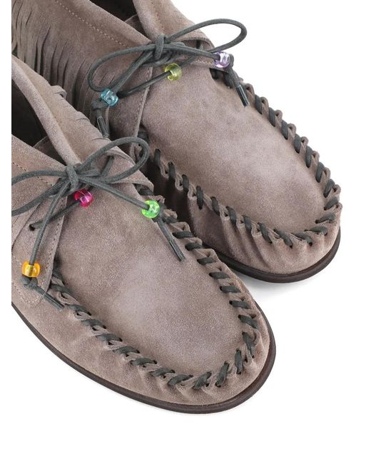 Alexander Hotto Brown Fringe-Detail Ankle Boots