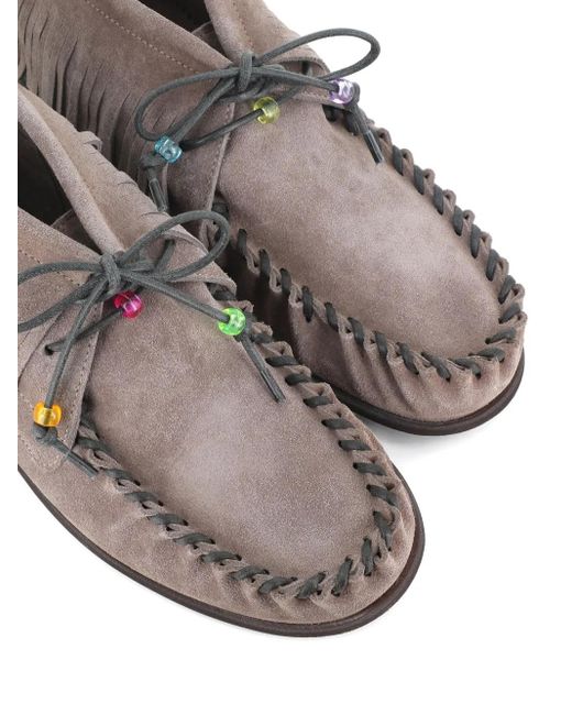 Alexander Hotto Brown Fringe-Detail Ankle Boots