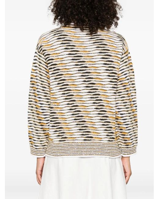 Missoni White High-Neck Flame-Pattern Sweater