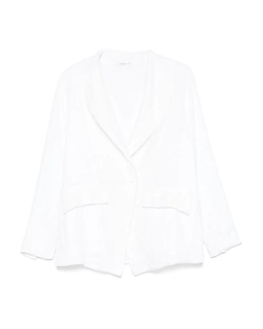 Transit White Textured Double-Breasted Blazer