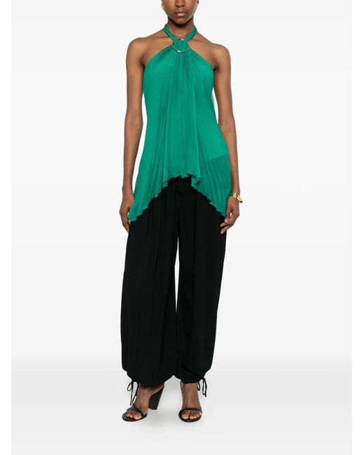 Max Mara Green Mxevalzer Ring Pleated Top