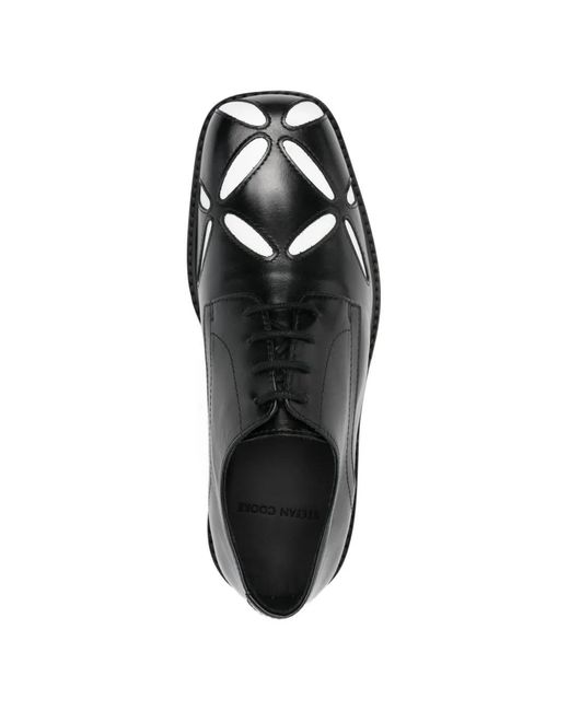 STEFAN COOKE Black Square-Toe Oxford Shoes