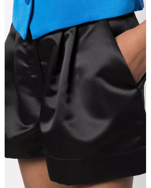 Styland Black High-Waisted Satin Shorts