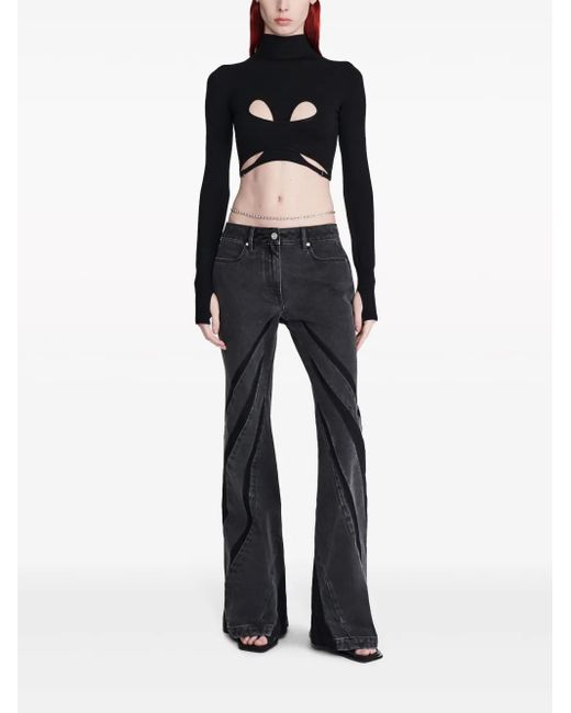 Dion Lee Black Darted Bootcut Jeans