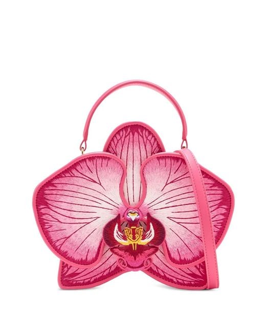 JW PEI Pink Flora Orchid-Embroidered Tote Bag