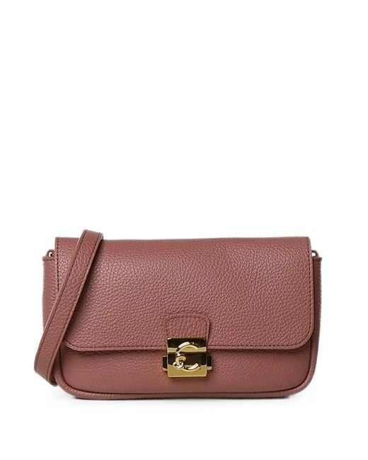 Coccinelle Purple Grainy Leather Shoulder Bag