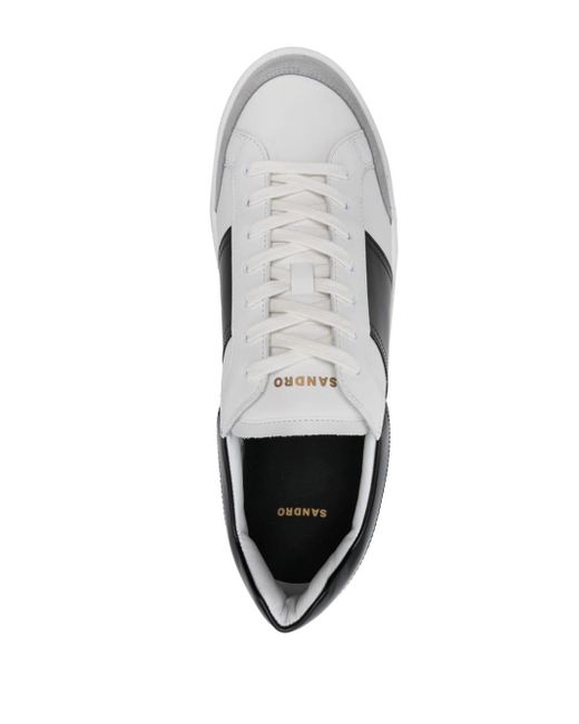 Sandro White Panelled Leather Sneakers for men