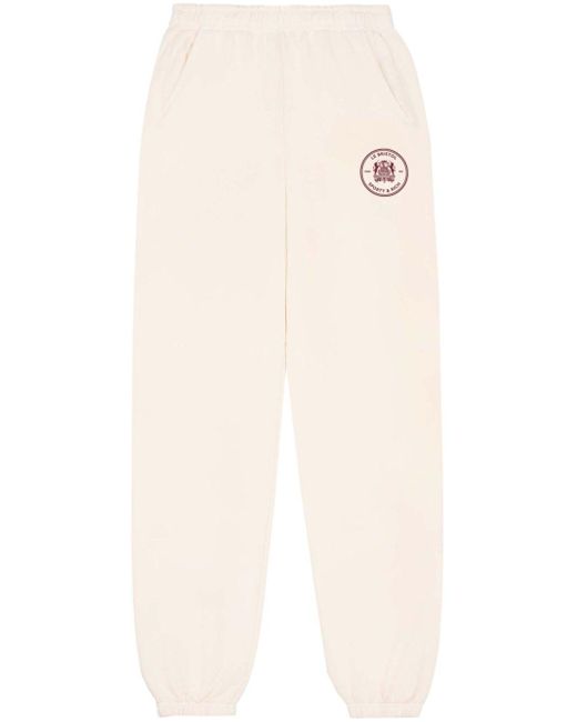 Sporty & Rich Natural Bristol Crest Cotton Track Pants