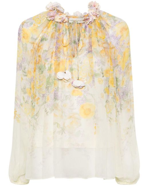 Blusa Harmony Billow con estampado floral Zimmermann de color Natural