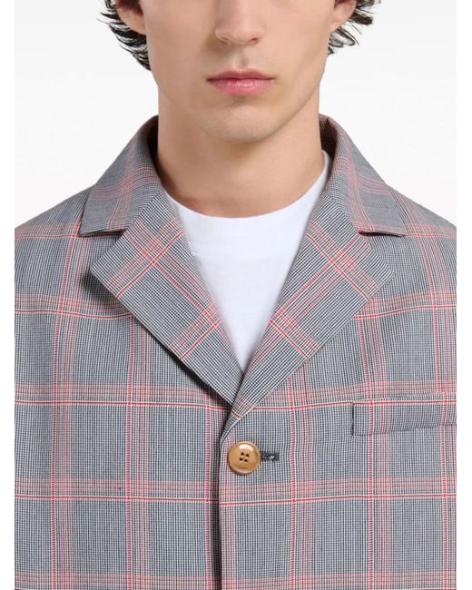 Marni Gray Checked Single-Breasted Blazer for men