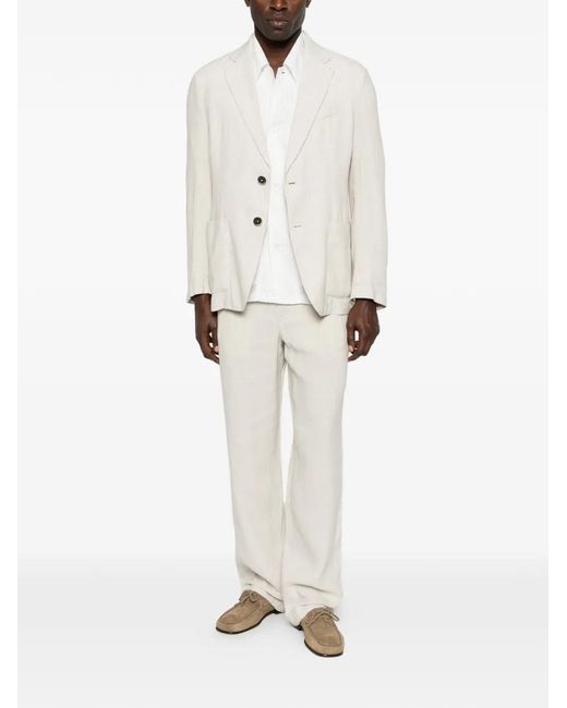 Barena White Herringbone Single-Breasted Blazer for men