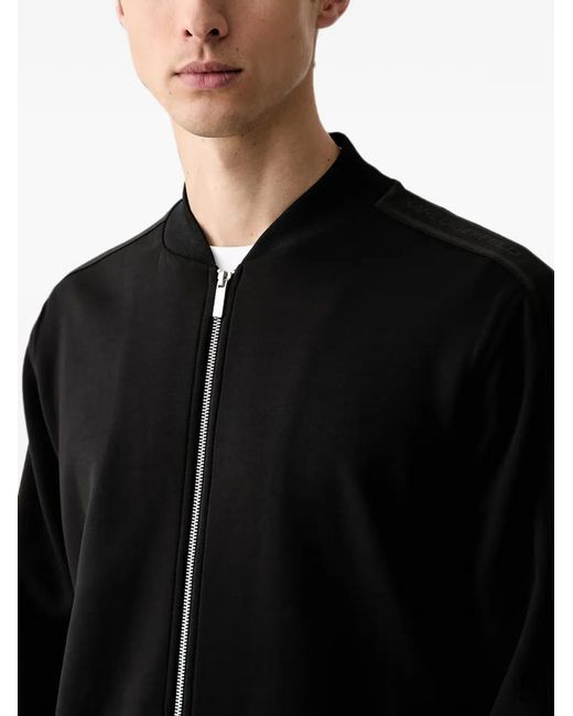 Karl Lagerfeld Black Logo-Tape Zip-Up Cardigan for men