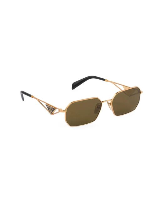 Prada Natural Triangle-Logo Rectangle-Frame Sunglasses