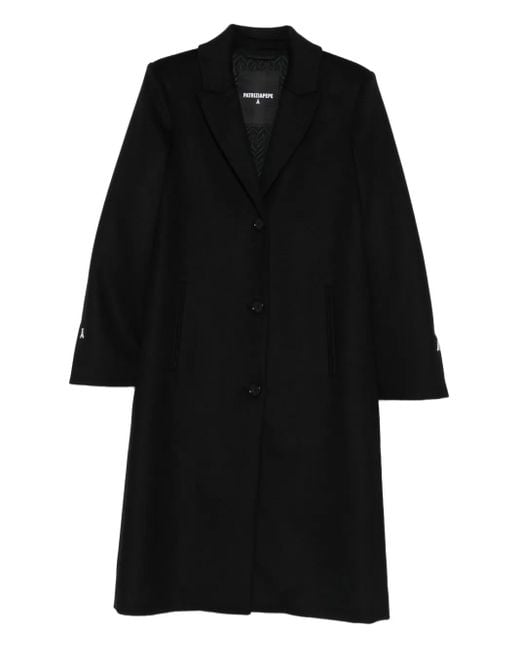 Patrizia Pepe Black Wool-Blend Single-Breasted Coat