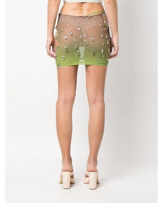 Gcds Gray Sita Drops Crystal-Embellished Miniskirt