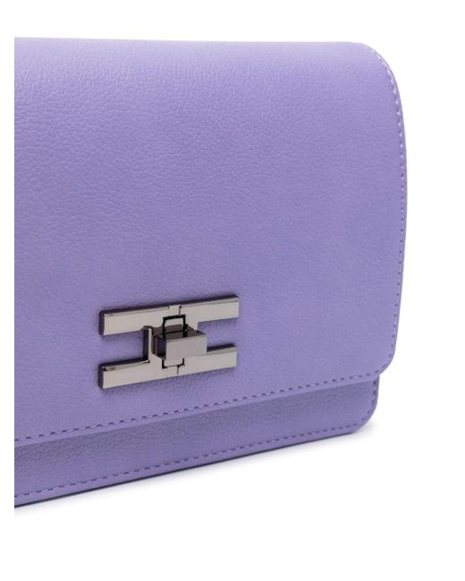 Elisabetta Franchi Purple Schultertasche aus Faux-Leder mit Logo