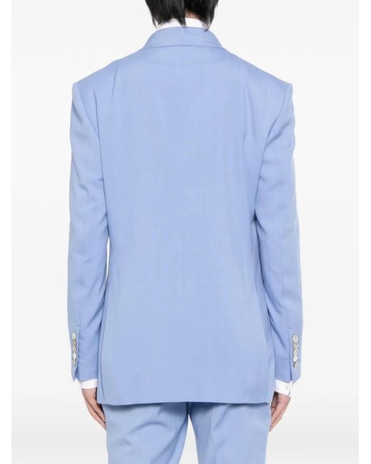 Tom Ford Blue Double-Breasted Blazer for men