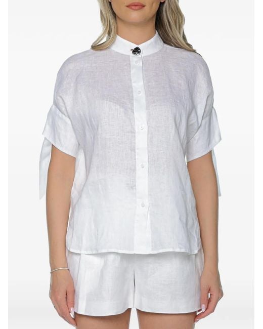 ARMANI EXCHANGE White Tie-Detail Shirt