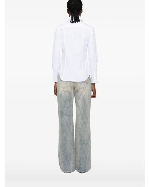 Elisabetta Franchi White Logo-Button Flap-Pocket Shirt