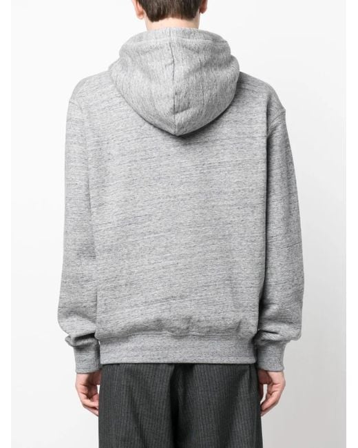 DSquared² Gray Logo-Print Mélange-Effect Hoodie for men