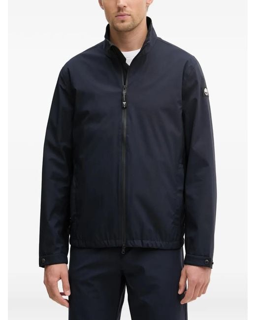 Guess Blue Logo-Patch Zip-Up Jacket for men