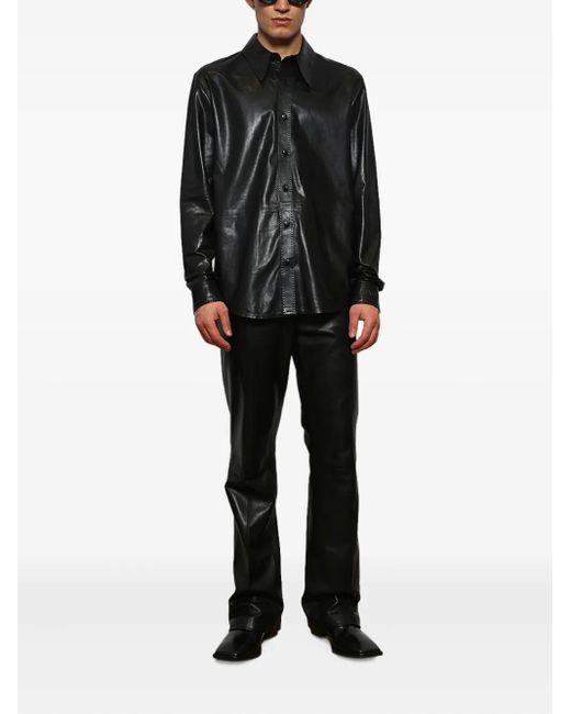 Amiri Black Button-Fastening Leather Jacket for men
