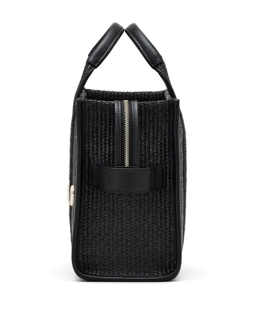 Marc Jacobs Black Medium Raffia Tote Handbag With Logo For