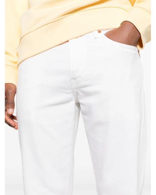 Levi's White 502 Buttoned Denim Jeans for men