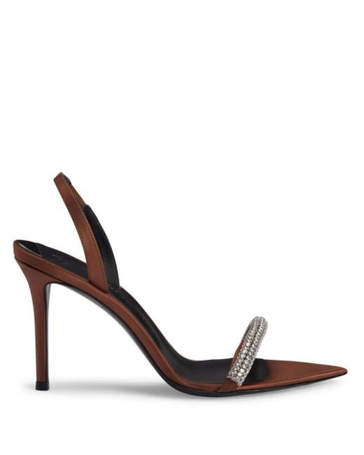 Giuseppe Zanotti White Intriigo Galassia 90Mm Rhinestone-Embellished Satin Sandals
