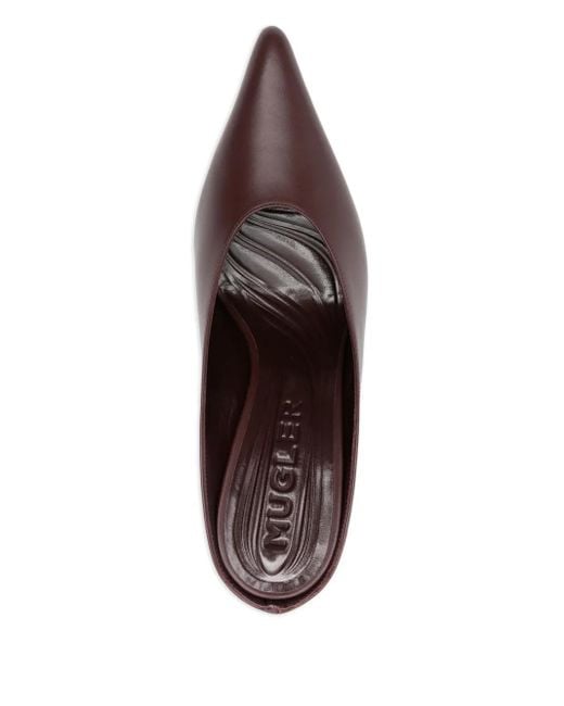 Mugler Brown Spitze Mules mit Design-Absatz 100mm