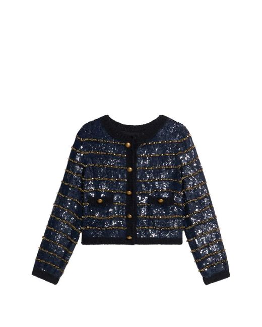 Fortela Blue Divine Sequin Embroidered Jacket