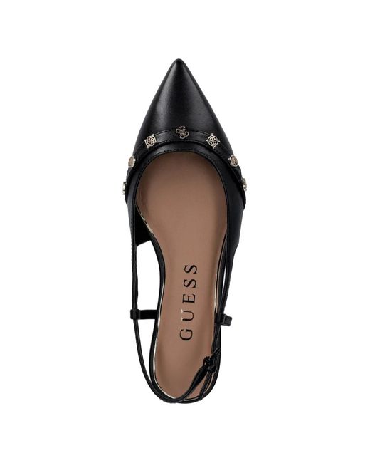 Guess Black Point-Toe Flat Pumps
